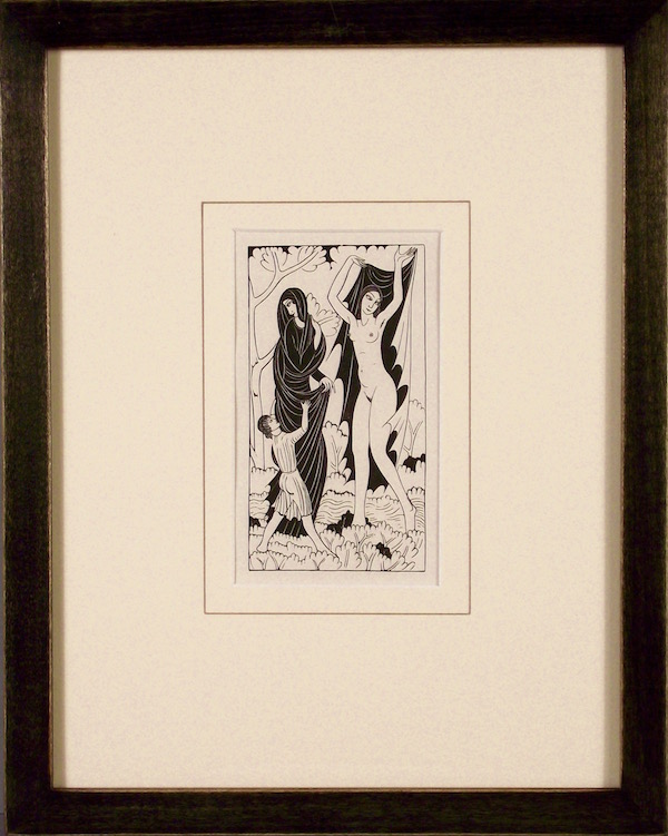 Nature and Nakedness <br/> signed wood engraving by Eric Gill